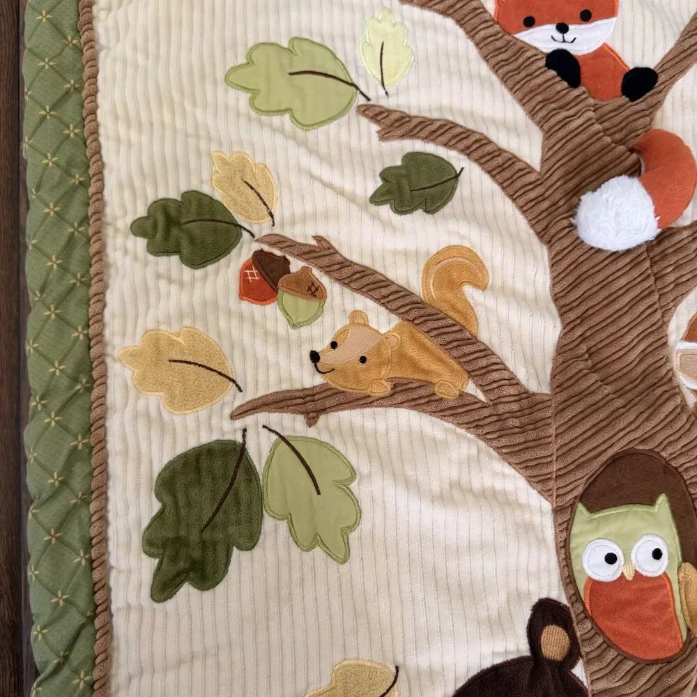 Lambs & Ivy ECHO Woodland Crib Quilt Comforter Fox Owl Bear Hedgehog Rattle